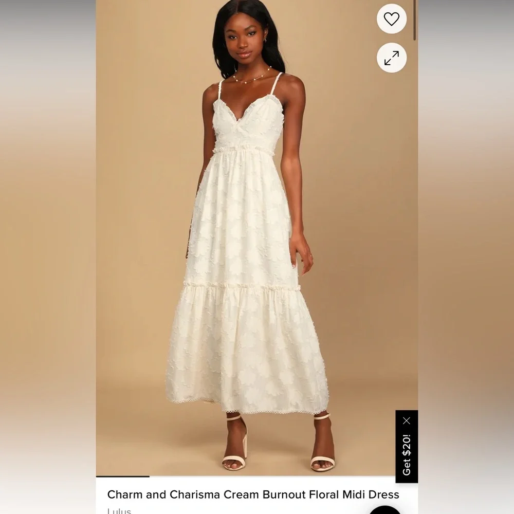 Lulu’s Charm and Charisma Cream Burnout Floral Midi Dress - Picture 1 of 16